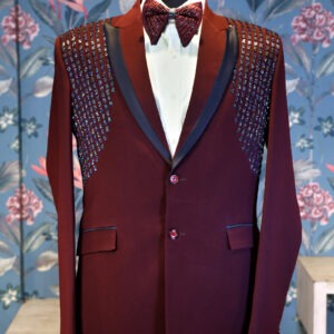 Wine Hand work Designer Suit