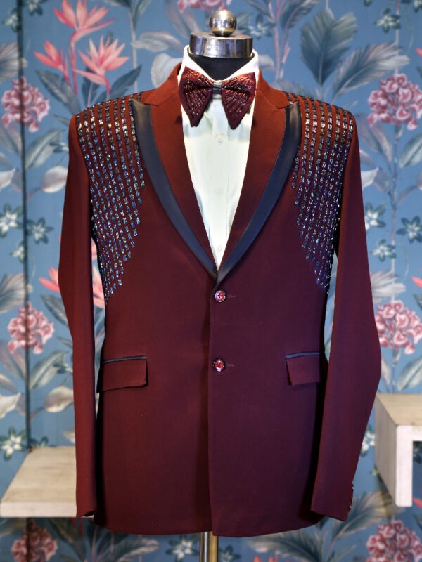 Wine Hand work Designer Suit