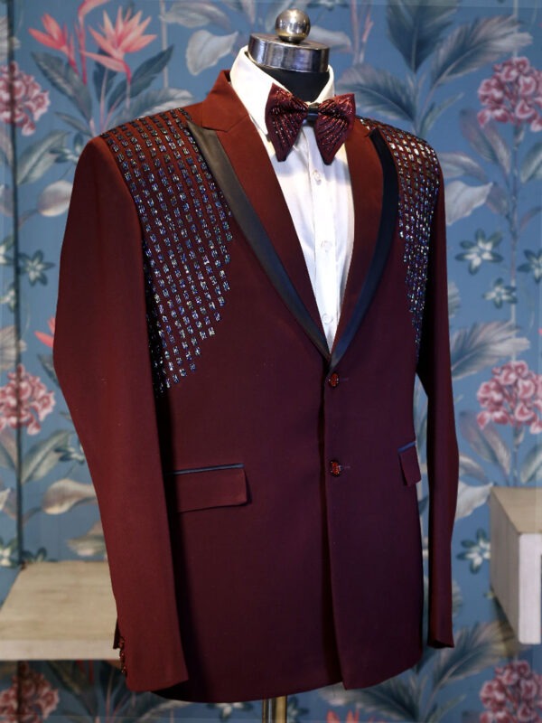 Wine Hand work Designer Suit