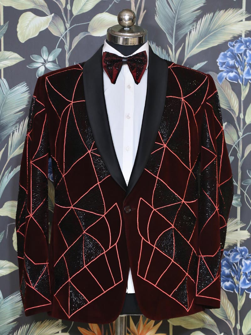 Maroon Velvet Suit