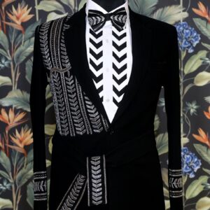 Mens Black Designer Suit with Belt