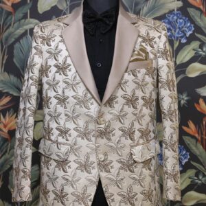 Cream Floral Printed Designer Suit