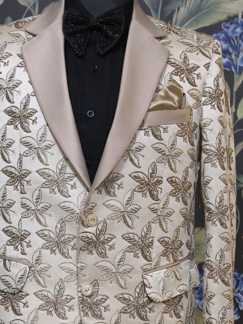 MBR-PWS-029-2 Cream Floral Printed Designer Suit