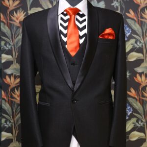Self Printed Fabric Suit in Black