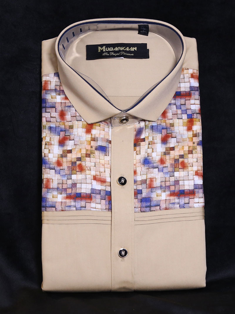 Fawn Color Party Wear Shirt