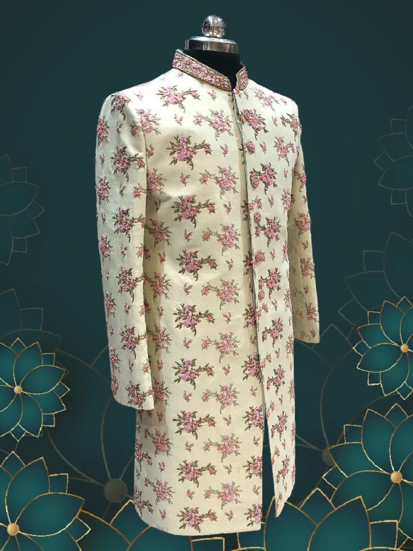 Hand Emblished Cream Sherwani