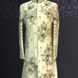 Pista Green Embroidered Sherwani