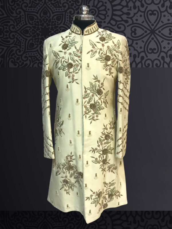 Pista Green Embroidered Sherwani