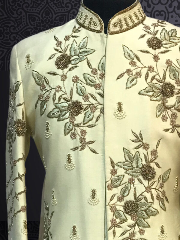 Pista Green Embroidered Sherwani