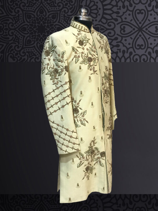 Pista Green Embroidered Sherwani