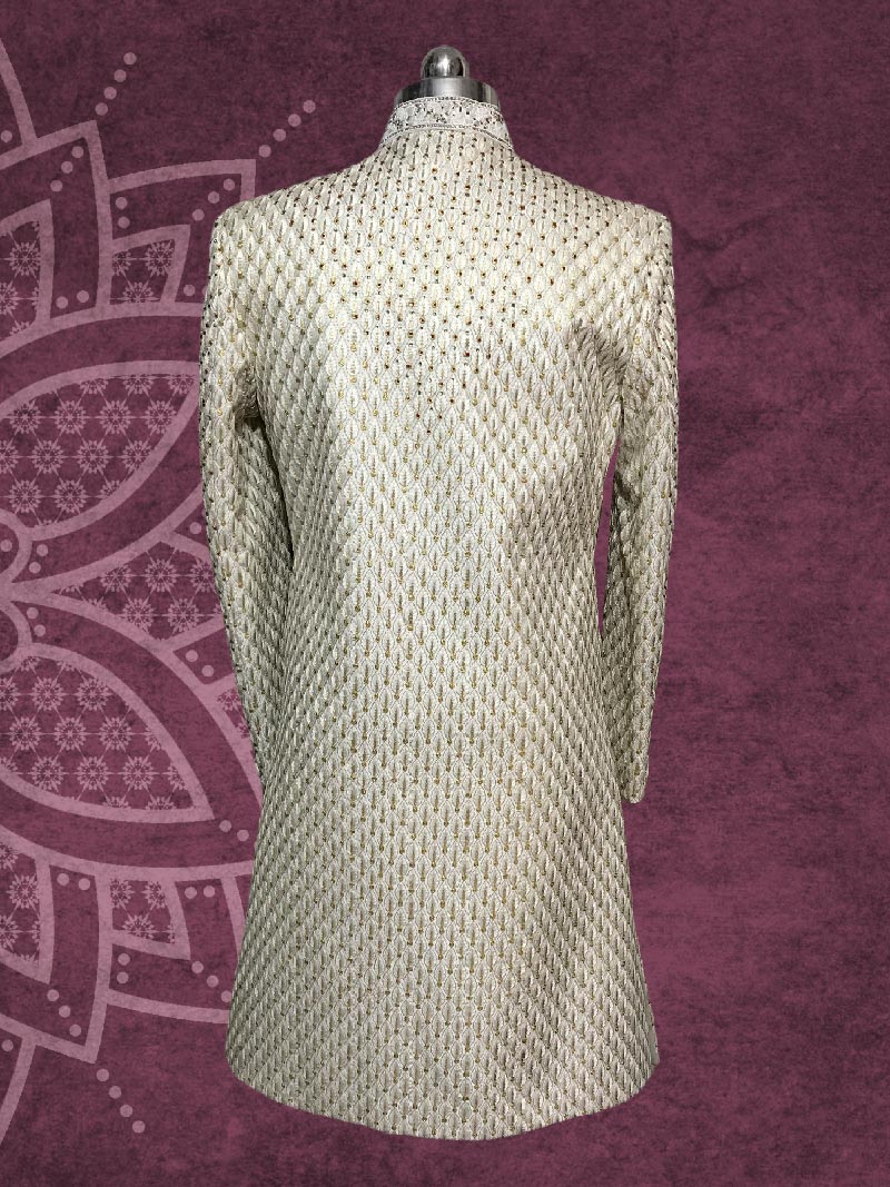 MBR-SHWN-027-4 Embossed Self Design Sherwani