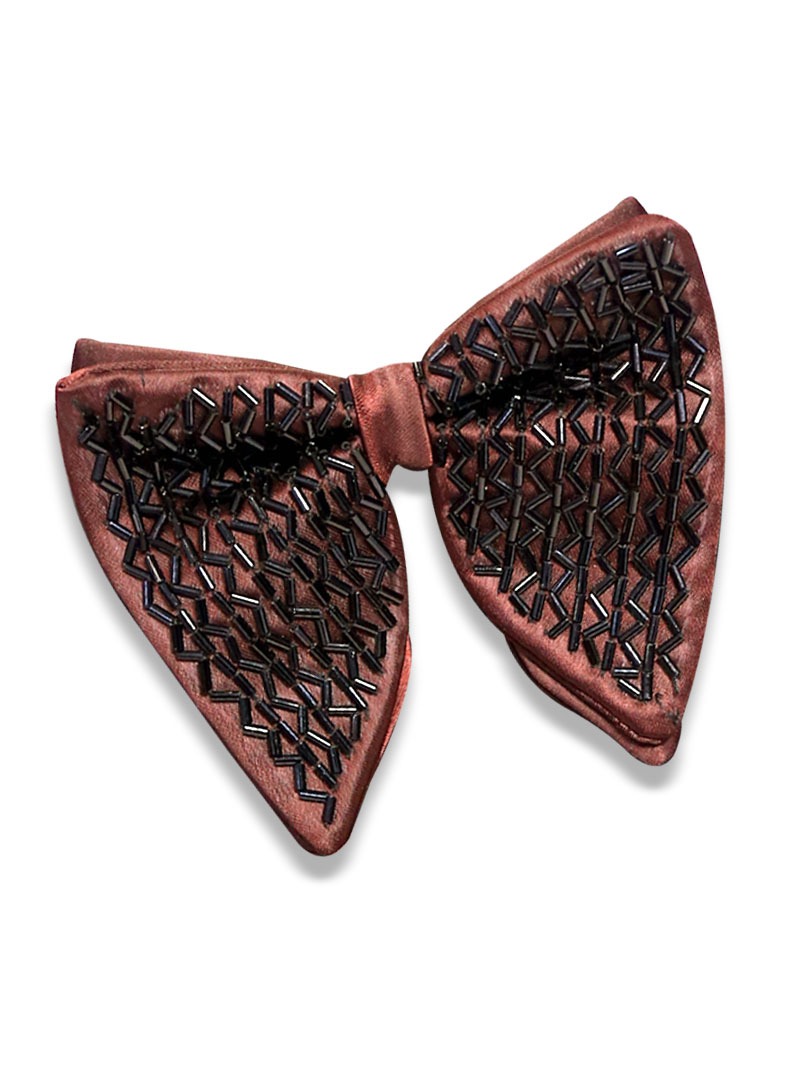 Rust Satin Cutdana Work Bow