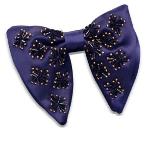 Double Layered Blue Bow with Matching Cutdana