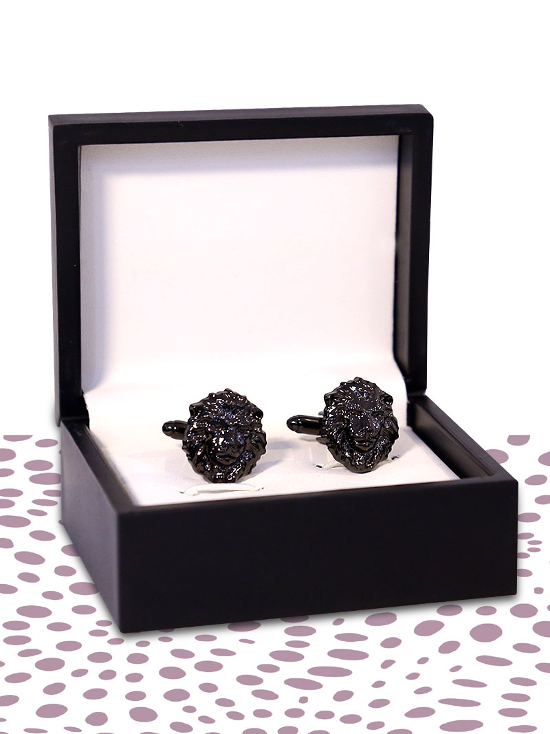 MBRK-CFL-002 Black Lion Face Cufflinks