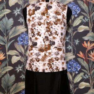 Black Kurta Pajama with Floral Waist Coat