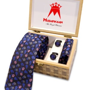 Men Navy Tie Pocket Square And Cufflink