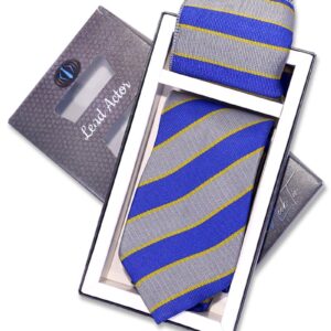 Blue Grey Stripes Tie and Pocket Square