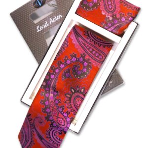 Red Printed Tie and Pocket Square