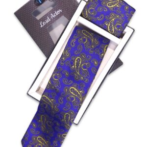 Blue Printed Tie With Pocket Square