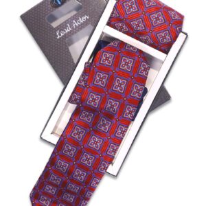 Red Printed Tie and Pocket Square