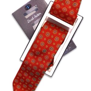 Red Self Printed Tie and Pocket Square
