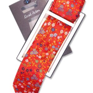 Red Floral Tie and Pocket Square