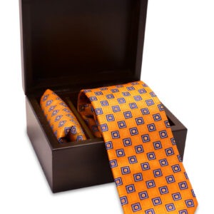Printed Silk Tie & Pocket Square In Sky Blue