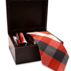 Red Checked Tie and Pocket Square Set