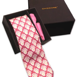Crimson Printed Tie and Pocket Square Gift Set