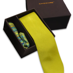 Lime Green Tie and Printed Pocket Square Gift Set
