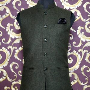 Bottle Green Tweed Men Waistcoat