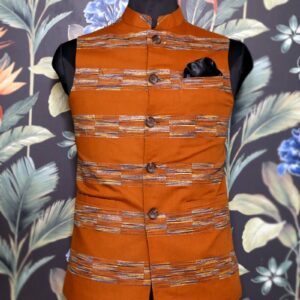 Rust Self Print Waistcoat