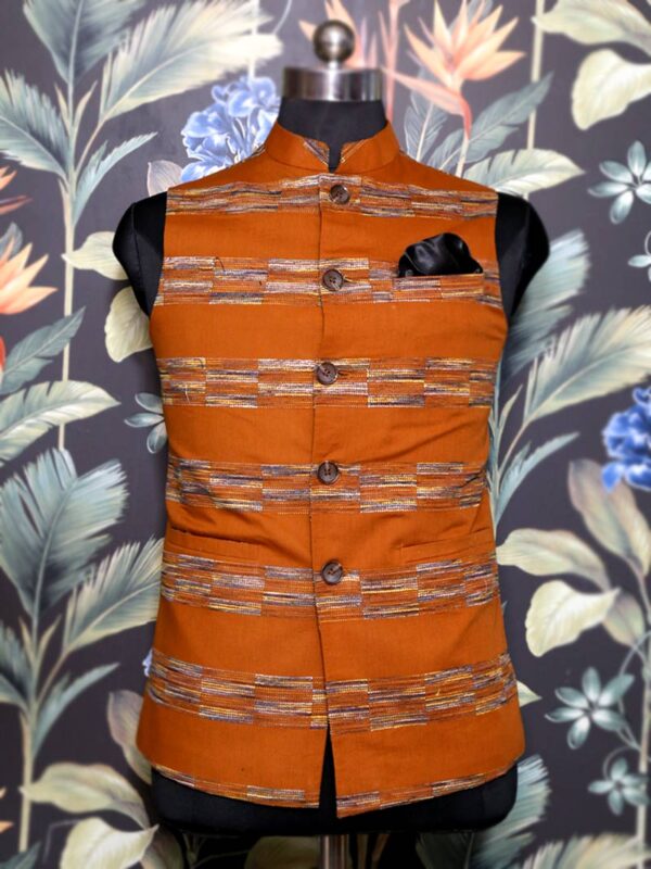 Rust Self Print Waistcoat