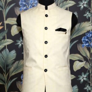 Cream Plain Men Waistcoat