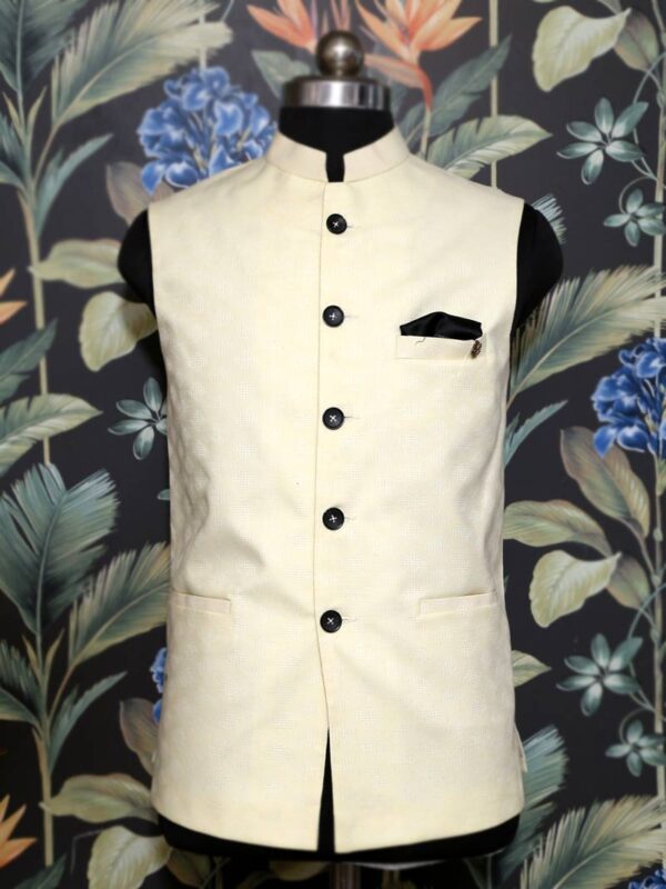 Cream Plain Men Waistcoat