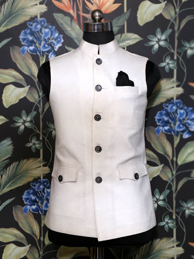 Off White Plain Waistcoat
