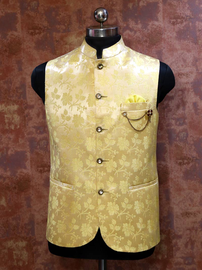 Self Printed Floral Waistcoat