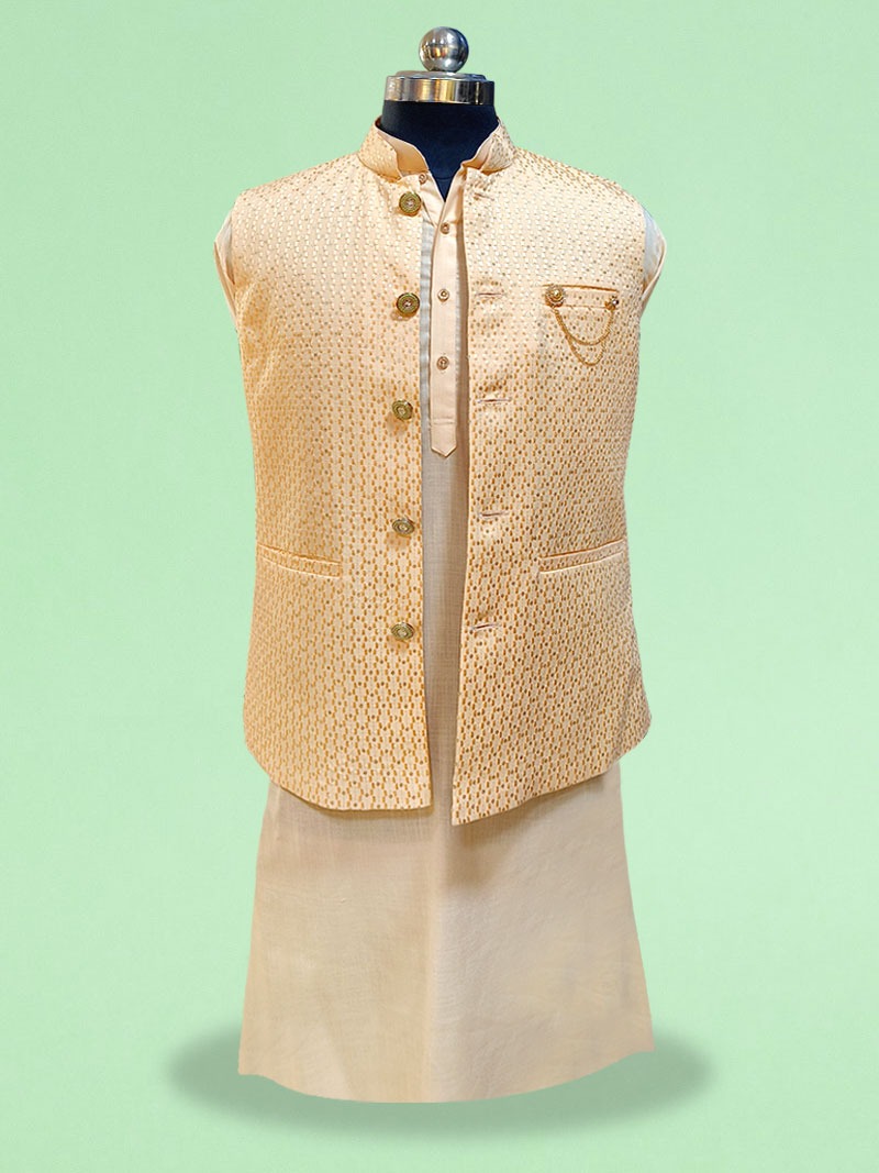 MBRK-KPWC-022 Light Blue Kurta Pajama with Waist Coat